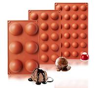3 Stück Halbkugel Silikonform, Ø 6.7cm, 3.8cm, 2.9cm, Schokolade Kugelform Backform, Kugel Flexible Schokoladenform, für Kuchen Gelee Pudding Süßigkeiten Schokolade Mousse(Groß, Mittel und Klein)