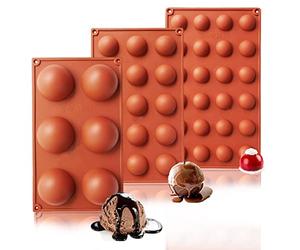 3 Stück Halbkugel Silikonform, Ø 6.7cm, 3.8cm, 2.9cm, Schokolade Kugelform Backform, Kugel Flexible Schokoladenform, für Kuchen Gelee Pudding Süßigkeiten Schokolade Mousse(Groß, Mittel und Klein)