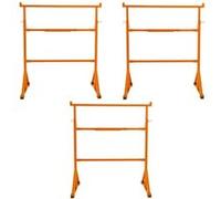 3 Supports Tréteaux de Maçon Chantier en Acier Portable Table Établi de Travail Hauteur Réglable 105,5 à 185,5 cm Pieds Antidérapants Capacité de Poids 200 kg [Crochets & Plateau Porte-Outils INCLUS]