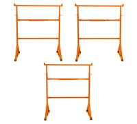 3 Supports Tréteaux de Maçon Chantier en Acier Portable Table Établi de Travail Hauteur Réglable 105,5 à 185,5 cm Pieds Antidérapants Capacité de Poids 200 kg [Crochets & Plateau Porte-Outils INCLUS]