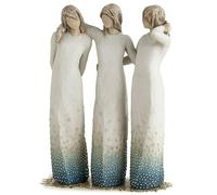 3 Sœurs Willow Tree Figurines en résine Ornement de bureau, Figurine sculptée à la main Statue décorative de maison Cadeau pour amis sœurs, bleu