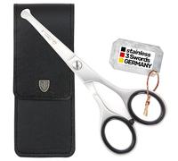 3 Swords Germany - Ciseaux poils de nez et oreilles à bout rond professionnel inoxydable avec cas