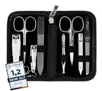 3 Swords Germany - Kit de manucure « Roma » de 8 pièces | Kit de soin des ongles de haute qualité à l'aspect autruche étui en cuir synthétique | Contenu : ensemble de ciseaux à ongles, coupe-pieds et
