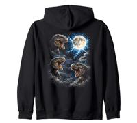 3 T-Rex Moon Howling Dinosaur Head Conception Graphique Sweat à Capuche