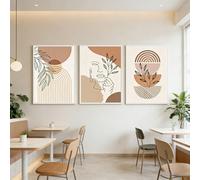 3 Tableau Decoration Murale Boho Beige Minimaliste 40x50 Poster Mural Terracotta Affiche Abstraite Femme Feuilles Line Art Geometrique Bohème Moderne Deco Salon Chambre sans Cadre (BYCH109-40x50)