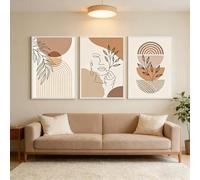 3 Tableau Decoration Murale Boho Beige Minimaliste 50x70 Poster Mural Terracotta Affiche Abstraite Femme Feuilles Line Art Geometrique Bohème Moderne Deco Salon Chambre sans Cadre (BYCH109-50x70)