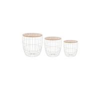 Atmosphera - 3 Tables à café filaires Atomic - Diam. 40 cm - Blanc Blanc G