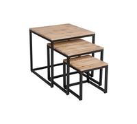 Atmosphera - 3 Tables basses gigognes Edena - 50 / 40 / 30 cm - Noir et beige