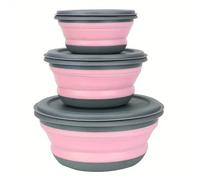 3 tailles de bols de rangement alimentaire en silicone pliables multicolores avec couvercles hermétiques, récipients portables étanches au micro-ondes pour la préparation de repas, le camping et les p