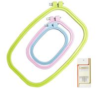 3 tailles de cerceau de broderie coloré rectangulaire carré point de croix outil de couture pour artisanat couture pratique (multicolore)