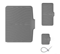 3 tapis de séchage en silicone avec rebord d'évacuation pour améliorer l'évacuation de l'eau et garder les comptoirs de cuisine et de salle de bain secs et bien rangés (gris)