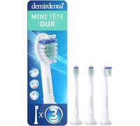 3 têtes de brosse demirdental pour Philips Sonicare, Mini Dur, Blanc | Petites brossettes de rechange compactes et dures, testées sans substances nocives & sans BPA, capuchons & anneaux inclus