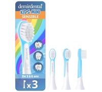 3 têtes de brosse enfant demirdental pour Philips Sonicare Kids Mini | 3-6 ans : mini brossettes correspondant aux têtes HX6034, extra souples, testées sans substances nocives, Bleu clair