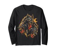 3 têtes Hellhound Cerberus Gothic Horror Art Loup-Garou Homme Manche Longue
