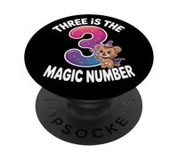3 The Magic Number Funny 3ème Anniversaire Lion Mignon PopSockets PopGrip Adhésif
