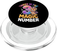 3 The Magic Number Funny 3ème Anniversaire Lion Mignon PopSockets PopGrip pour MagSafe