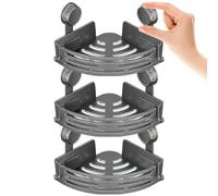 3-Tier Corner Shower Caddy - Suction Cup Organizer, Rust-Resistant Steel | Size 29x20.5x5.3cm 358g | 3-Tier Corner Shower Caddy | Carbon Steel, Vacuum Suction Mount, Fits 90-Degree Tile Corners