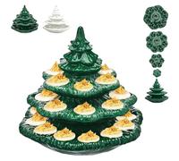3 Tier Deviled Egg Platter with Christmas Tree Shape, Christmas Tree Deviled Egg Holder, Stackable Green X-mas Plant-Shaped Eggs Holder, for Home Xmas Holiday Decorations (Green)