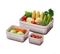 3-Tier Drain Basket Set Large PET PP Fruit Veg(Pink)