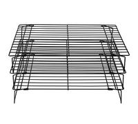 3 Tier Folding Cooling Rack | Non - Stick Coating for Easy Food Release | Stackable Rack for Baking Cookies/Grilling BBQ | 3 Layer Iron Rack, Dishwasher Safe