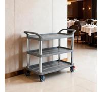 3-Tier Plastic Serving Cart, Commercial Restaurant Food & Dish Collection Trolley(B)