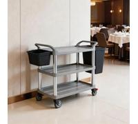 3-Tier Plastic Serving Cart, Commercial Restaurant Food & Dish Collection Trolley(D)
