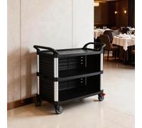 3-Tier Plastic Serving Cart, Commercial Restaurant Food & Dish Collection Trolley(E)