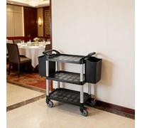 3-Tier Plastic Serving Cart, Commercial Restaurant Food & Dish Collection Trolley(I)