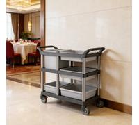 3-Tier Plastic Serving Cart, Commercial Restaurant Food & Dish Collection Trolley(K)