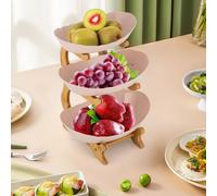 3-tier plateaux de service avec support, snack dessert gâteau plateau assiette rack pour fête mariage, plateau de fruits