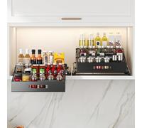 3 Tier Pull Out Cabinet Organizer 24-40cm Adjustable Depth(Black)