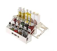 3 Tier Pull Out Cabinet Organizer 24-40cm Adjustable Depth(White)