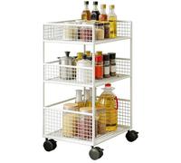 3 Tier Rolling Cart - Multi Functional Metal Trolley with Wheels, Narrow Space Saving Storage Organizer | Rolling Cart for Kitchen Office Laundry Bathroom Classroom Craft Makeup Pantry