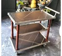 3-Tier Stainless Steel Serving Cart, Restaurant Multi-Purpose Food Delivery Trolley(D)