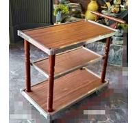 3-Tier Stainless Steel Serving Cart, Restaurant Multi-Purpose Food Delivery Trolley(E)