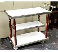 3-Tier Stainless Steel Serving Cart, Restaurant Multi-Purpose Food Delivery Trolley(F)