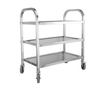 3 Tier Stainless Steel Utility Cart with Wheels Kitchen Island Trolley Serving Cart Catering Storage Shelf with Locking Wheels for Hotels Re