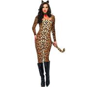 3-tlg. Hautenger Chat Sauvage Costume Combinaison/Catsuit