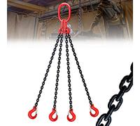 3 Ton 4 Leg Chain Sling 1/4” 10 Ft, G80 Alloy Steel 4 Way Chain Slings Quadruple Leg Slings Lifting with 4 Safety Grab Hooks Heavy Duty for Engine Hoist Lifts…