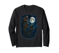 3 Trois Dinosaures préhistoriques Hurlant à la Lune Manche Longue