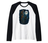 3 Trois Dinosaures préhistoriques Hurlant à la Lune Manche Raglan