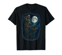 3 Trois Dinosaures préhistoriques Hurlant à la Lune T-Shirt