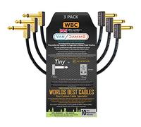 3 Units - 15 CM - Van Damme Pro Grade Classic XKE - Premium Silver-plated OFC, Flexible Blindé Guitar Bass Instrument Effects Pedal Patch Câble w/ Eminence Tiny Gold Plated Angled TS Connecteurs