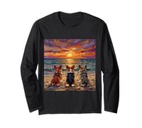 3 œuvres d'art Pembroke Welsh Corgis Coucher de Soleil sur la Plage Chien Mignon Manche Longue