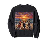 3 œuvres d'art Pembroke Welsh Corgis Coucher de Soleil sur la Plage Chien Mignon Sweatshirt