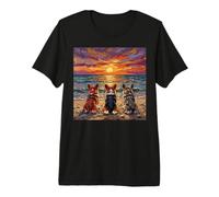 3 œuvres d'art Pembroke Welsh Corgis Coucher de Soleil sur la Plage Chien Mignon T-Shirt Haut de Gamme