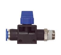 3/Vanne à 2 voies "Blue Serie", raccord à emboîter, R 3/8 a., pour tuyau A-Ø 12 mm, pour une utilisation en atelier Charge maximale : 15 bar, KS/MS - Débit G