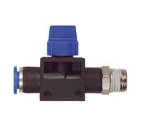 3/Vanne à 2 voies "Blue Serie", raccord à emboîter, R 3/8 a., pour tuyau A-Ø 8 mm, pour une utilisation en atelier Charge maximale : 15 bar, KS/MS - Débit S-G