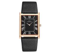 (3 Variations) Montre à Quartz rectangulaire, Design Classique et Minimaliste, Mouvement analogique Japonais, Cadran Rectangle Extra Plat 7 mm, Dimension 37 * 32 mm, Bracelet Cuir, livrée en Coffret
