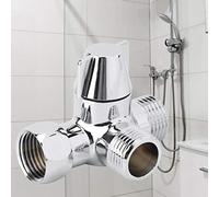 3 Voies G1/2" Vanne de Dérivation D’Eau, Vanne de Douche en Laiton Antirouille Tuyau de Salle D’Eau Vanne de Commande de Connecteur en Forme de T de Galvanoplastie, pour Pulvérisateur de Douche